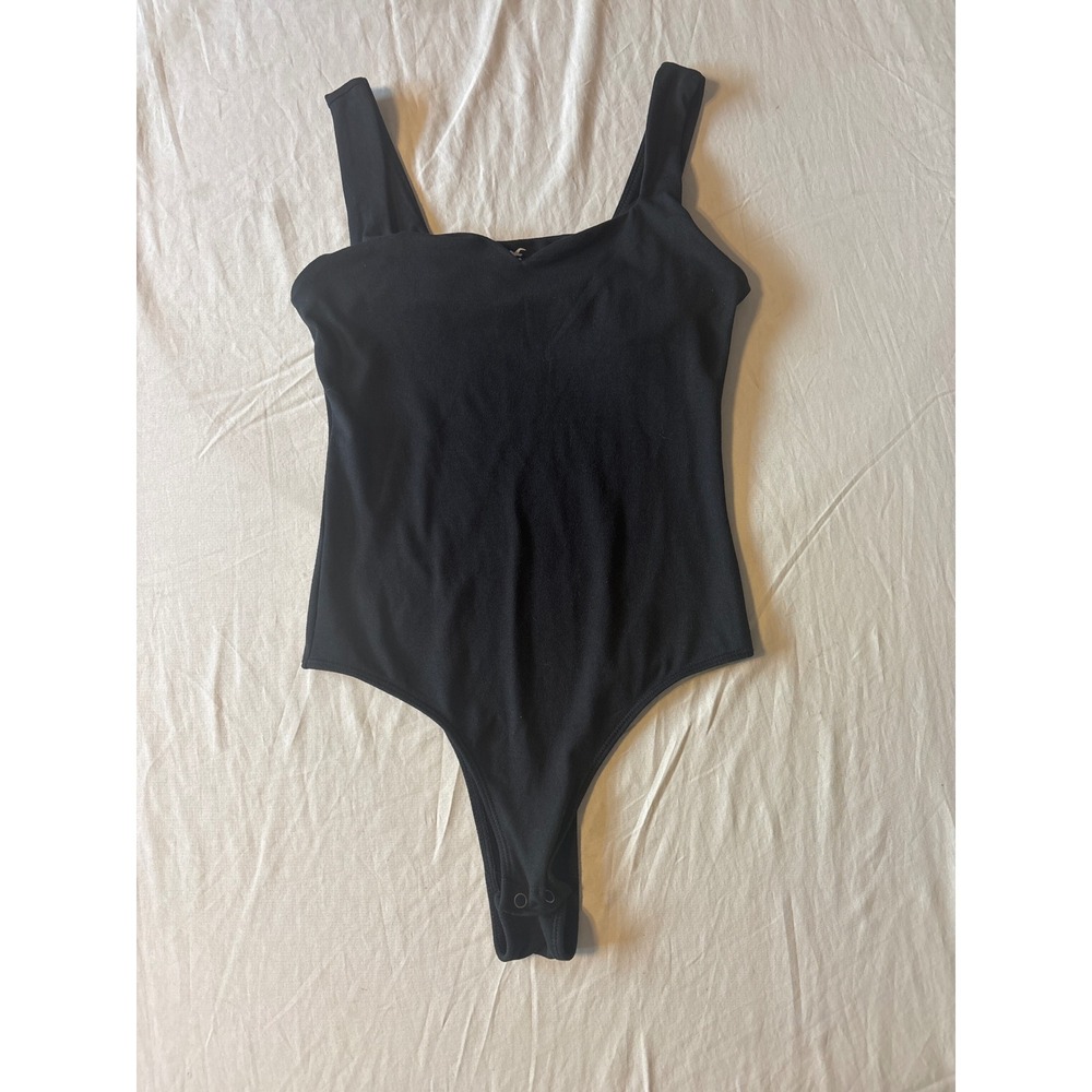 Hollister Bodysuit Womens XS‎ Black  Square Neck Thong Snap Closure